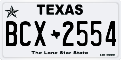 TX license plate BCX2554