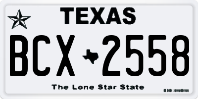 TX license plate BCX2558