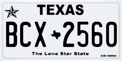 TX license plate BCX2560