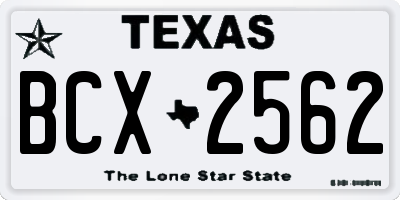 TX license plate BCX2562