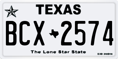 TX license plate BCX2574