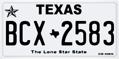 TX license plate BCX2583