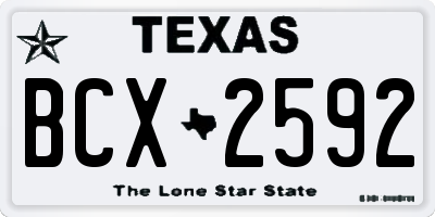 TX license plate BCX2592