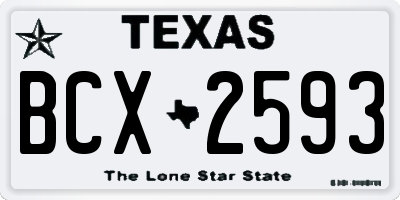 TX license plate BCX2593