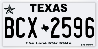 TX license plate BCX2596