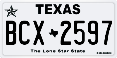 TX license plate BCX2597