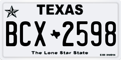 TX license plate BCX2598