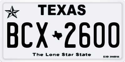 TX license plate BCX2600