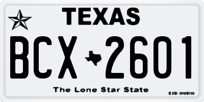 TX license plate BCX2601