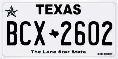 TX license plate BCX2602
