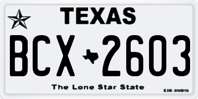 TX license plate BCX2603