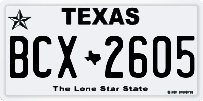 TX license plate BCX2605