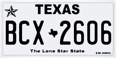 TX license plate BCX2606