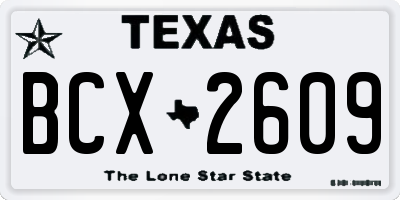 TX license plate BCX2609