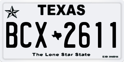 TX license plate BCX2611