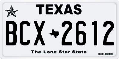 TX license plate BCX2612