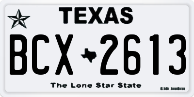 TX license plate BCX2613
