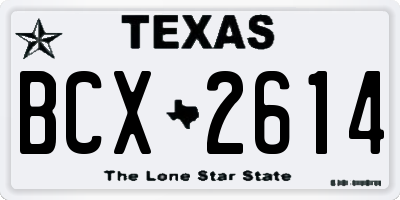 TX license plate BCX2614