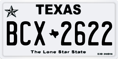 TX license plate BCX2622