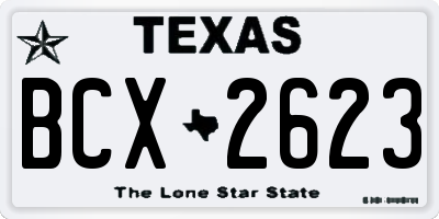 TX license plate BCX2623