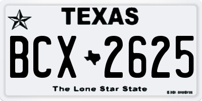 TX license plate BCX2625