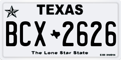 TX license plate BCX2626