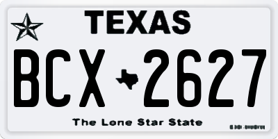 TX license plate BCX2627