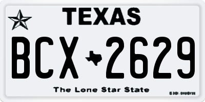 TX license plate BCX2629