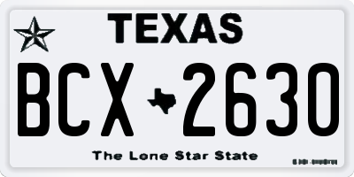 TX license plate BCX2630