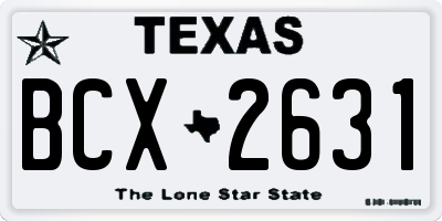 TX license plate BCX2631