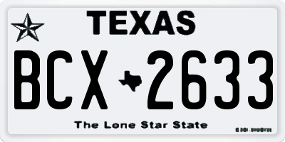 TX license plate BCX2633