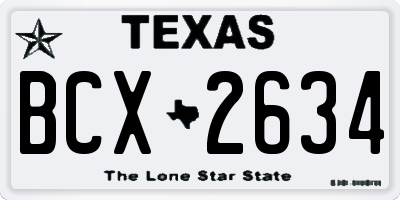 TX license plate BCX2634