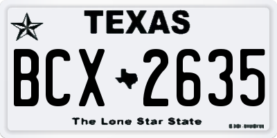 TX license plate BCX2635