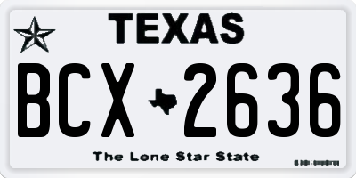 TX license plate BCX2636