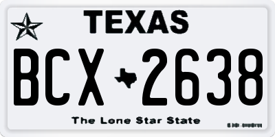 TX license plate BCX2638