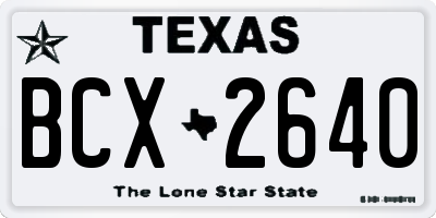 TX license plate BCX2640