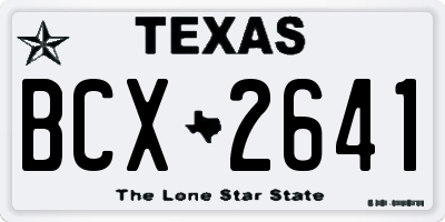 TX license plate BCX2641