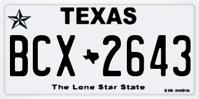 TX license plate BCX2643