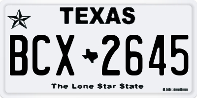 TX license plate BCX2645