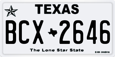 TX license plate BCX2646