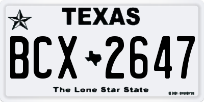 TX license plate BCX2647