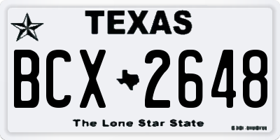 TX license plate BCX2648