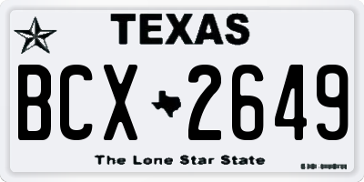 TX license plate BCX2649
