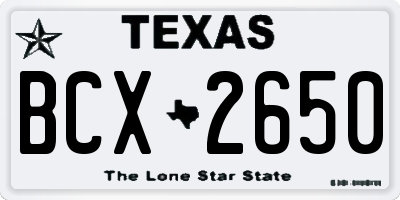 TX license plate BCX2650