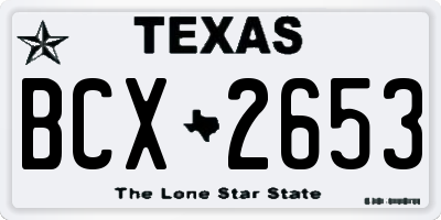 TX license plate BCX2653
