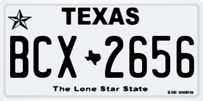 TX license plate BCX2656