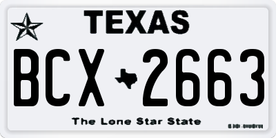 TX license plate BCX2663