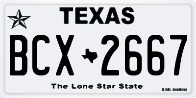 TX license plate BCX2667