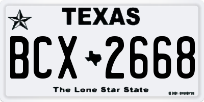 TX license plate BCX2668
