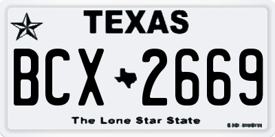 TX license plate BCX2669